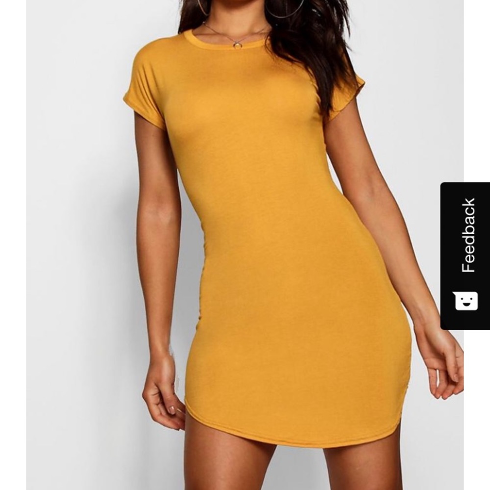 Mustard Short Sleeve BodyCon T-Shirt Dress
